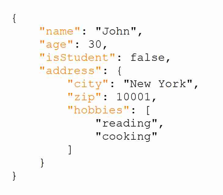 Example of formatted JSON data showing nested objects and arrays